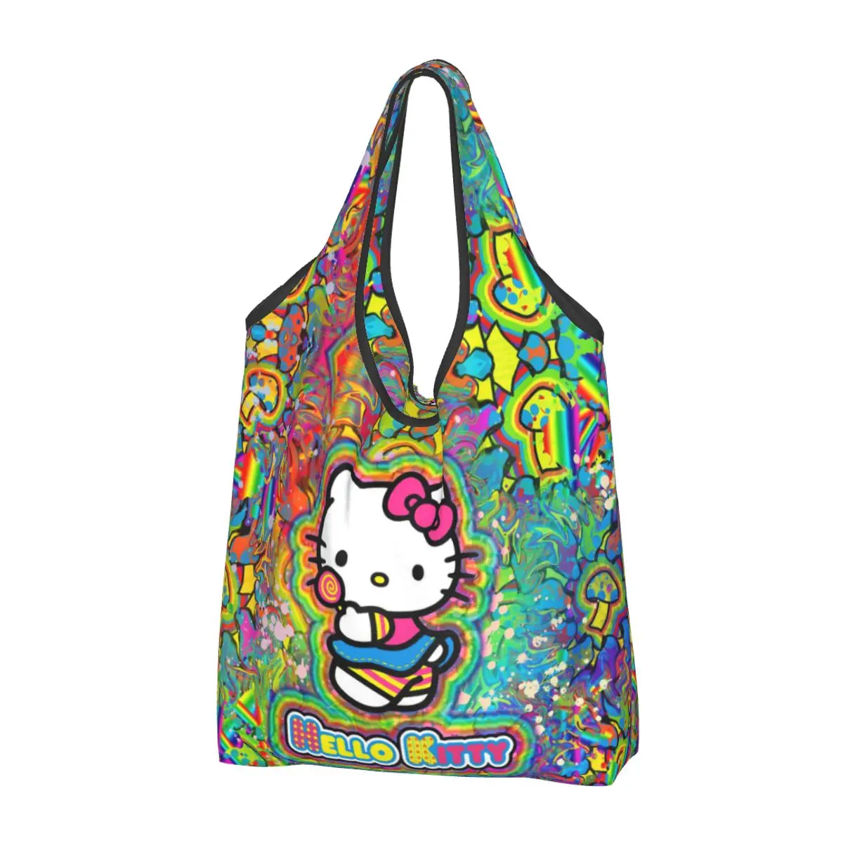 Large Reusable Kawaii Sanrio HelloKitty Cartoon Grocery Bags Recycle Foldable Shopping Eco-Friendly Bag Washable Lightweight