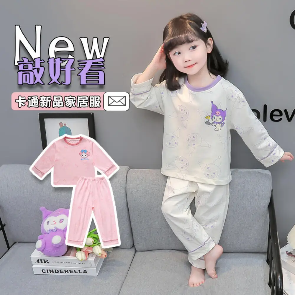 

Sanrio Kuromi2025 Baby Velvet Pajamas My Melody New Spring Autumn Long-Sleeved Girl Princess Home Wear Children's Casual Suit