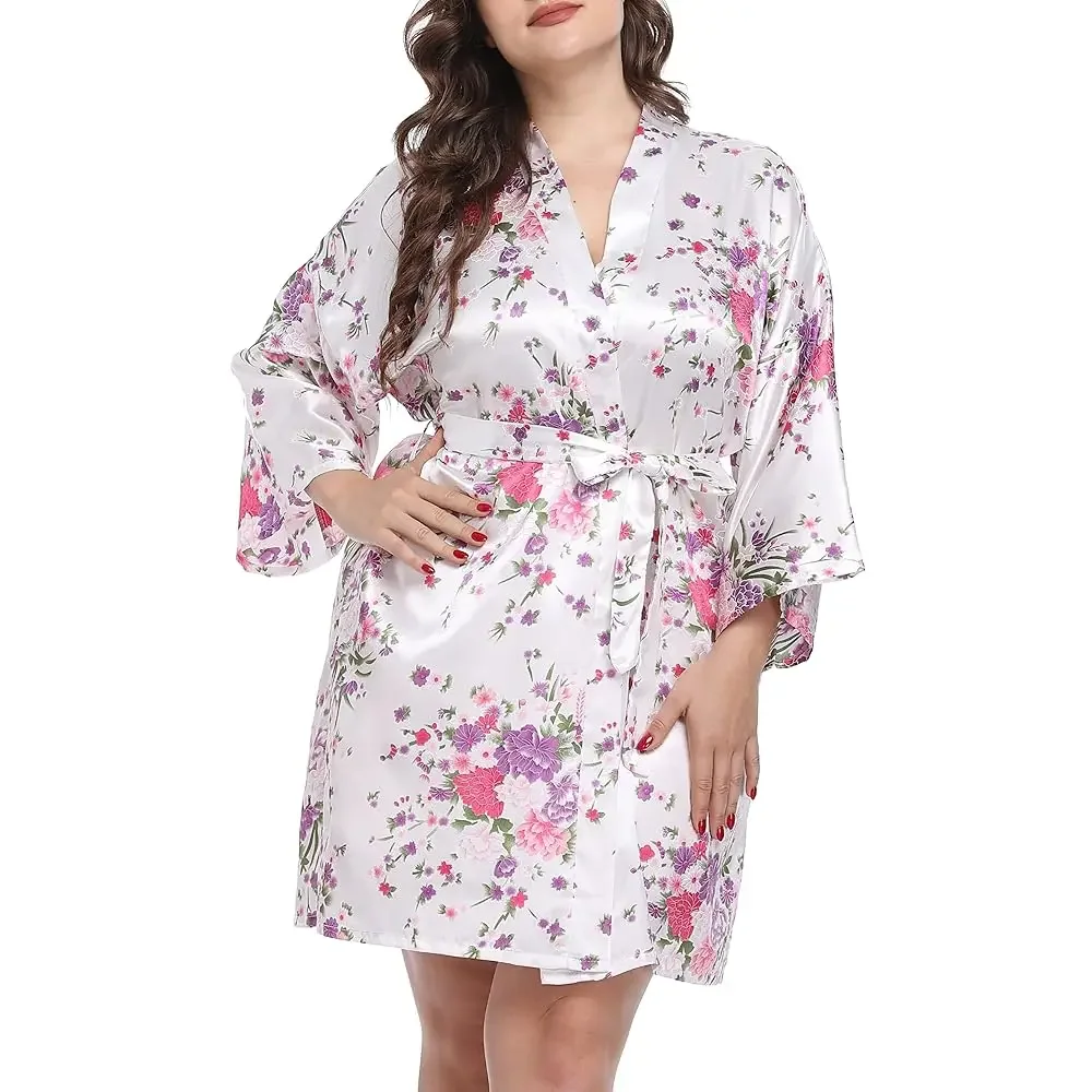 

Халат с цветочным принтом больших размеров для невесты и подружек невесты, свадебный халат с узором