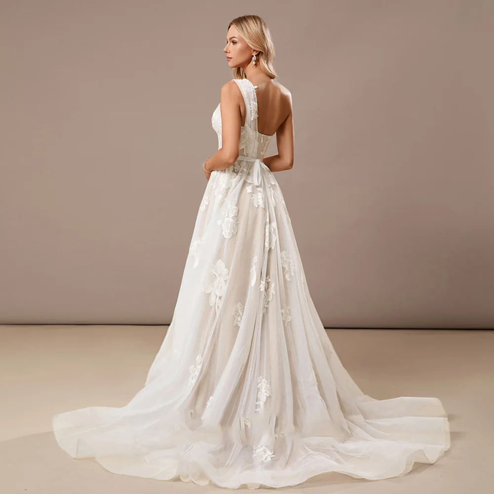 Ivory Strapless A Line Wedding Dresses for Ladies Elegant Bridal Gowns Exquisite Sleeveless Vestidos De Novia 2026 Summer LC009