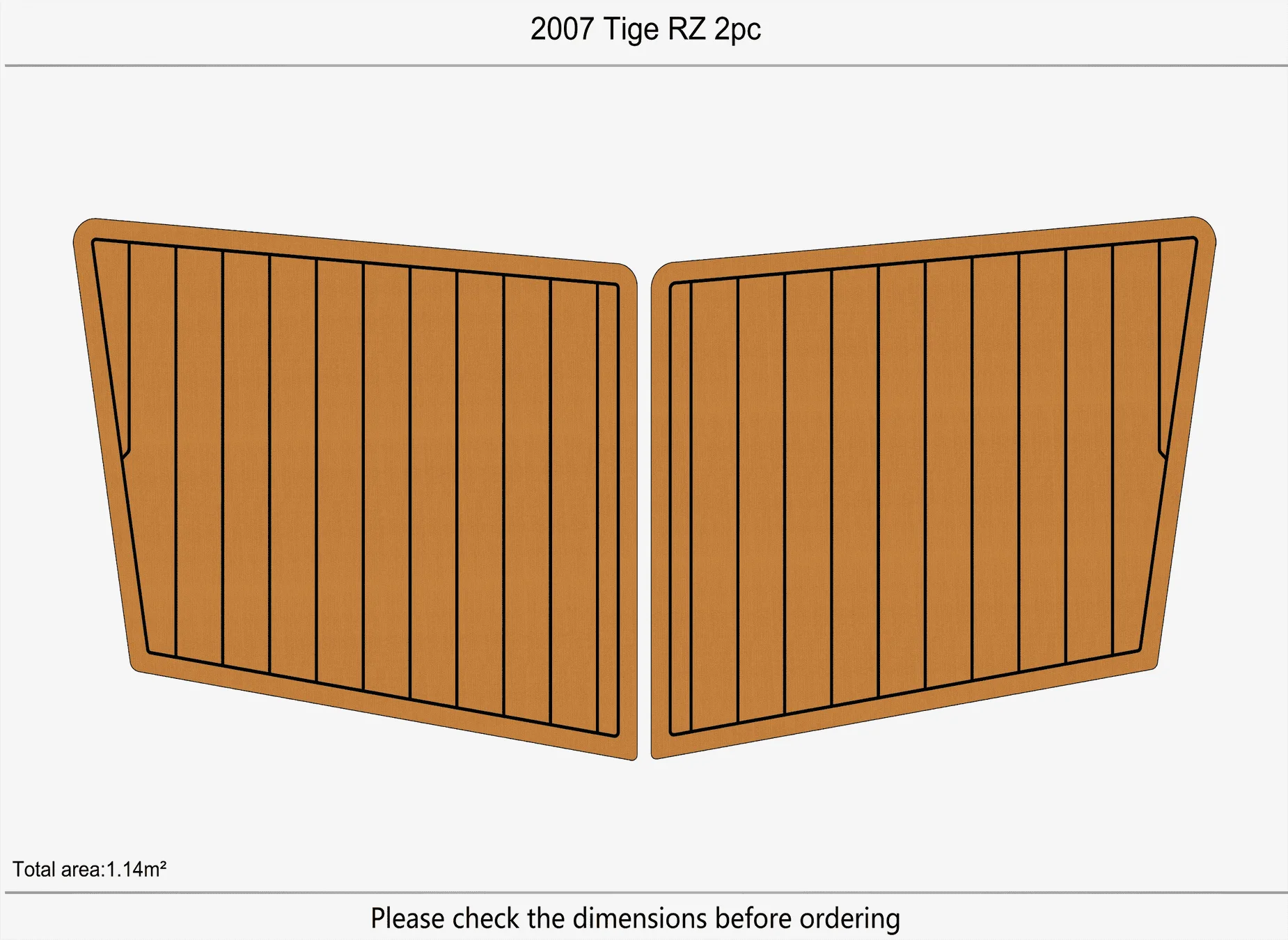 Non-Slip EVA Faux Teak Marine Mat Self-Adhesive 6mm Yacht Cockpit Pad for 2007 Tige RZ 2pc Boat Decking Easy Install