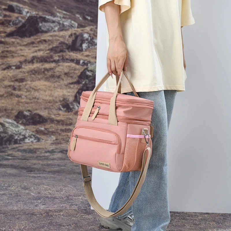 حقائب غداء مبردة متعددة الوظائف ذات سعة عالية للنساء والرجال، صندوق غداء للنزهات والسفر مع حزام كتف #2