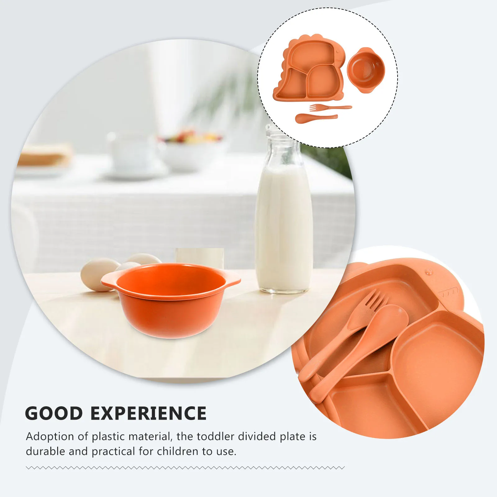 

1Set Toddler Dinosaur Plate Cute Divided Kids Bowl Set Not Easy Break Wear Delicate Design Toddler Plate and Bowl Set