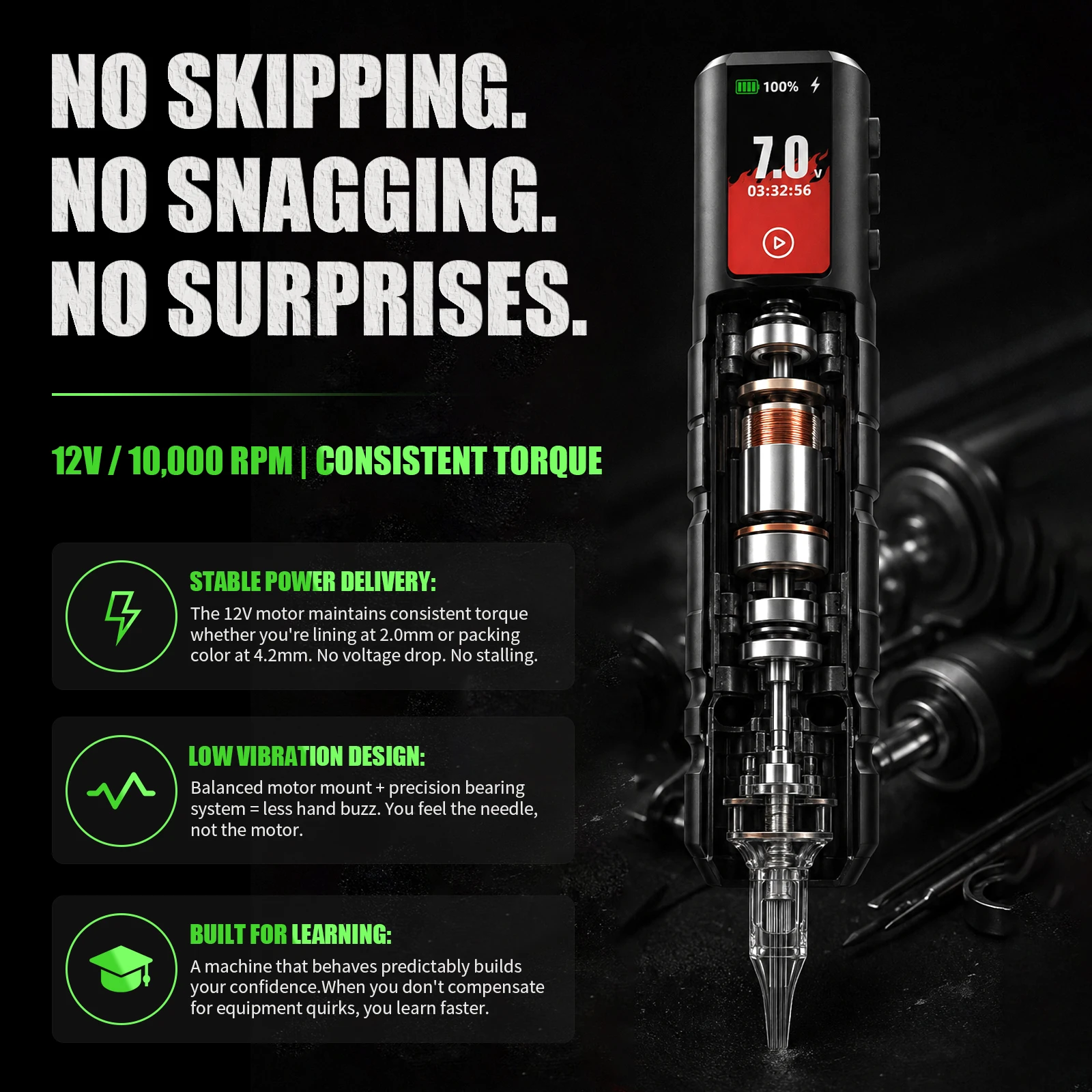 Dragonhawk Tattoo Kit Full Set  A3 PRO Wireless Tattoo Machine Adjustable 2.0-4.2mm Stroke with Tattoo Printer Cartridge Needles
