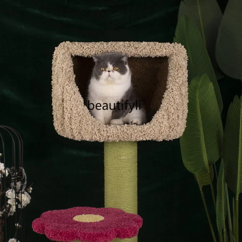 FG40Creative Cat Nest Flowers Climbing FrameCastle Scratch-Resistant Plush Cat Nest