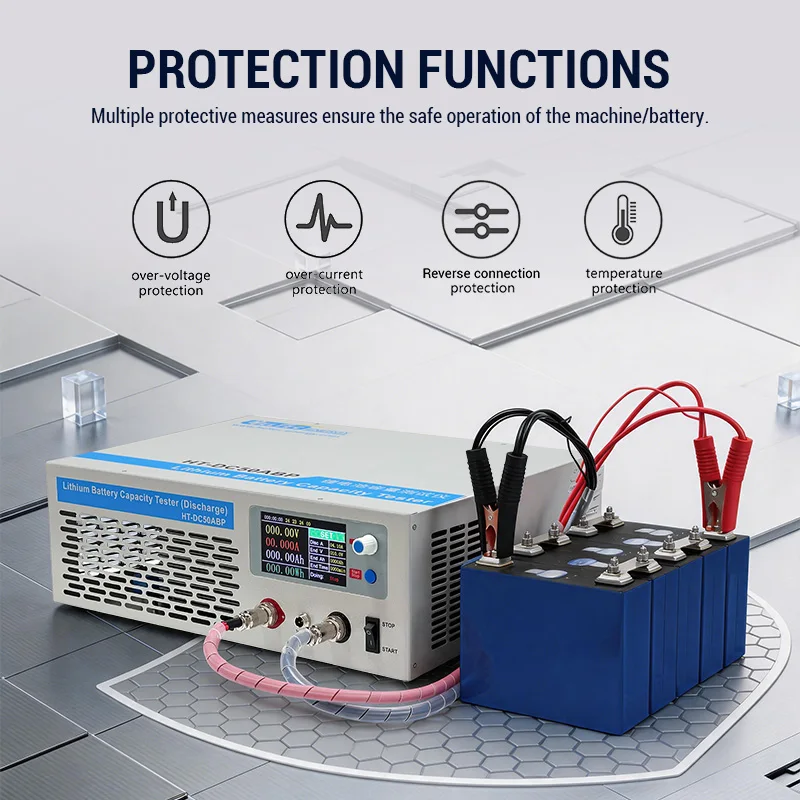 5-120V 50A Lithium Battery Capacity Discharge Tester Adjustable Load Analyzer For LiFePO4 Lead Acid Battery Pack Testing