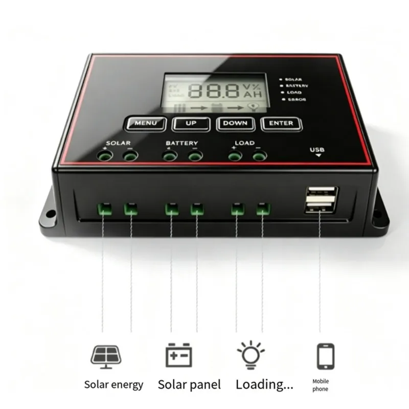 AB34-For Lithium And Lead-Acid Battery Support- 30A For 12V/24V Solar Charge Controller(PV Panel Charge& Discharge)