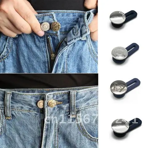 Metal Button Extender for Pants Jeans 1/5PCS Free Sewing Adjustable Retractable Waist Extenders Button Waistband Expander Magic