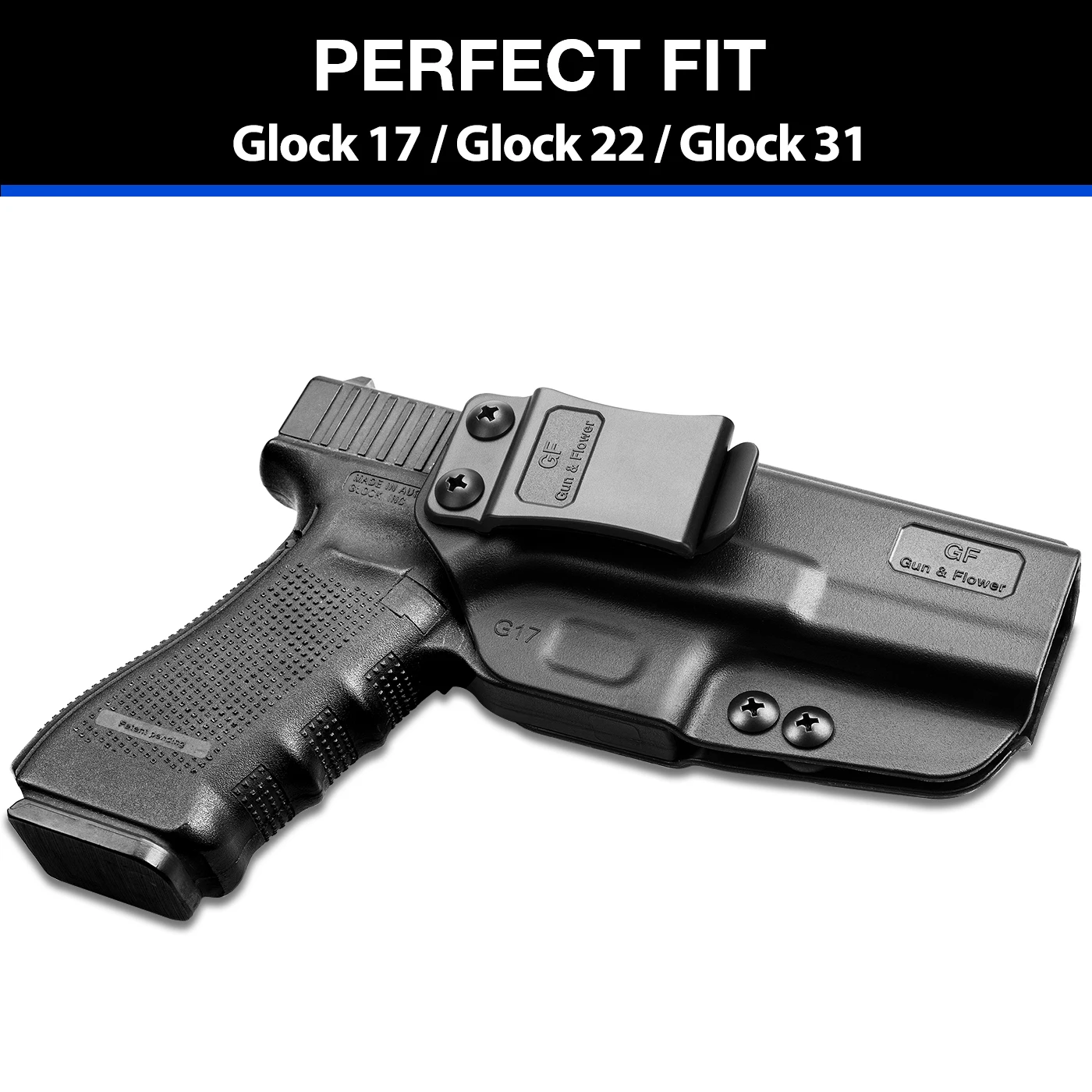 IWB Polymer Tactical Right Hand Gun Holsters, feitos sob medida e compatíveis com G17 22 31 Gen 1 2 3 4 5