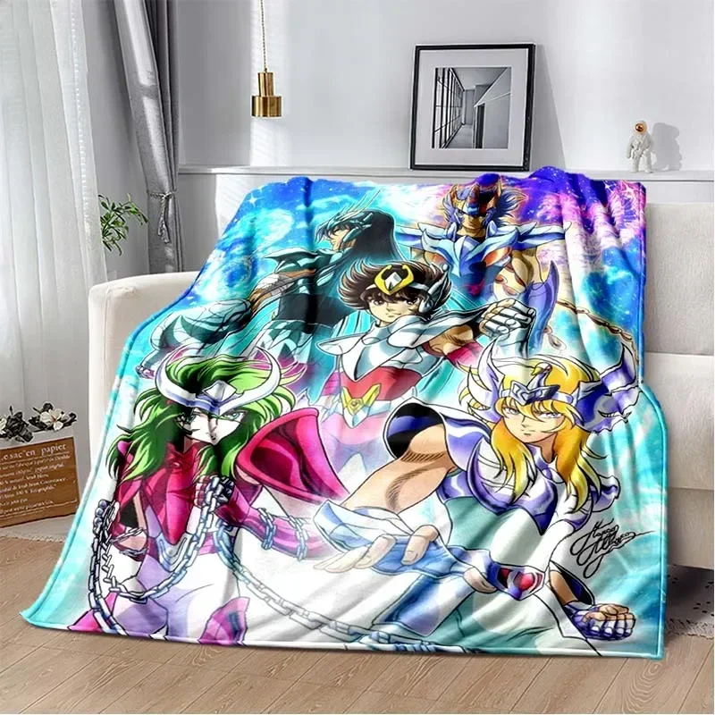 3D Retro Saint Seiya Anime Cartoon Flannel Blanket Soft Cozy Sofa Bed Travel Blanket Child Birthday Gift