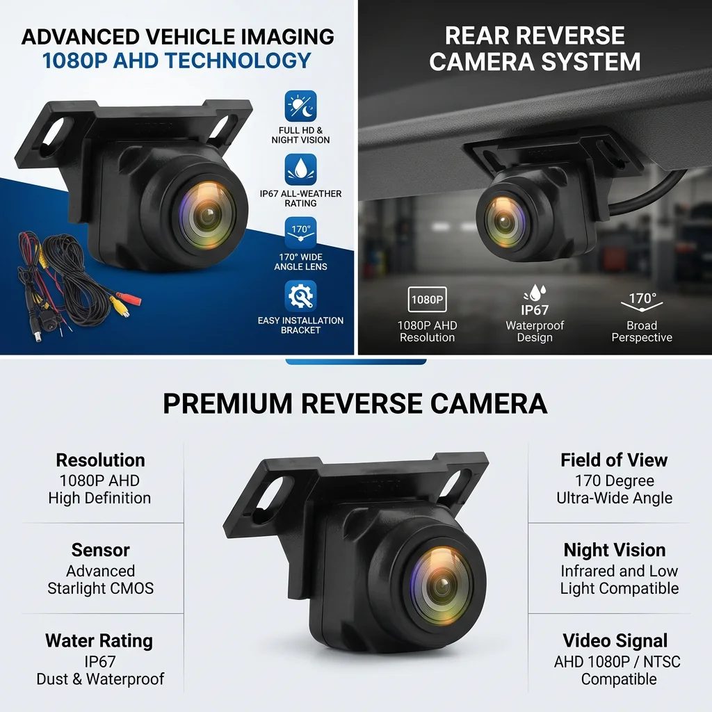 AHD Auto-Rückfahrkamera HD Rückfahrmonitor Wasserdichtes Backup-Nachtsichtobjektiv 6M Kabel für Autoradio Mp5