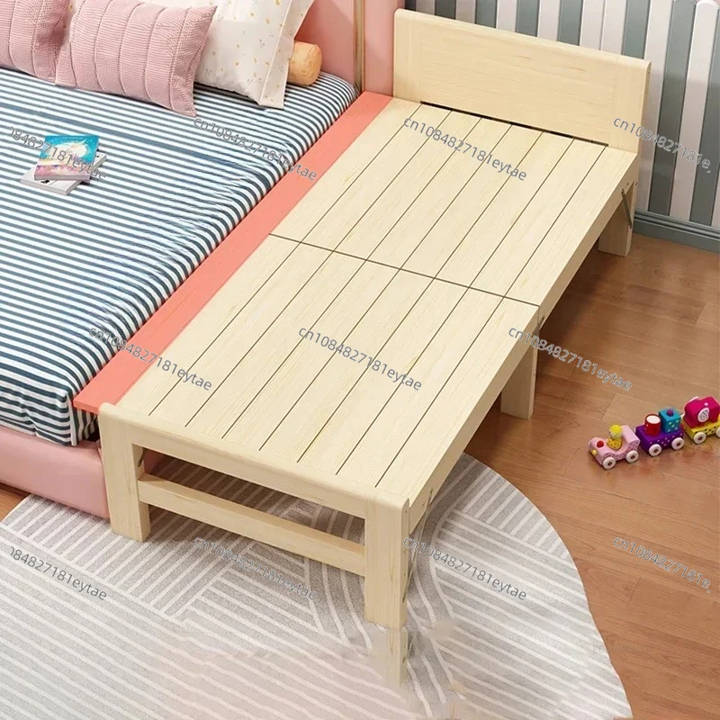 Simple Folding Children Beds for Home Extended Side Splicing Foldable Bed Modern Solid Wood Household Bed for Living Room