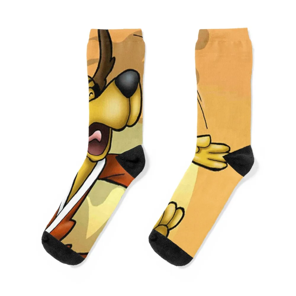 HONG KONG PHOOEY : Vintage Super Dog Karate Cartoon Character Print Socks Men's gifts Luxury Woman Socks Men's