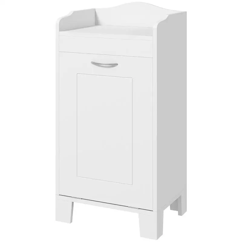 

HOMCOM 31" Tilt Out Laundry Hamper, Free Standing Home Organizer Hamper, Bathroom Storage Cabinet, White