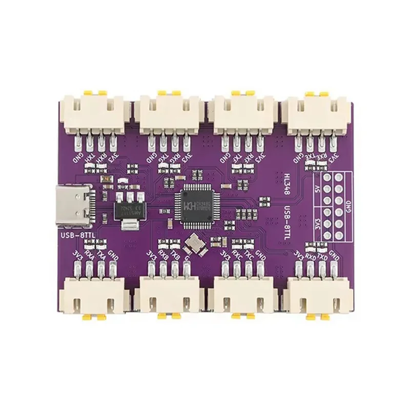 USB на 8-канальный последовательный порт TTL Интерфейс USB Type-C Высокоскоростной чип CH348 6 Мбит/с Модуль преобразования связи