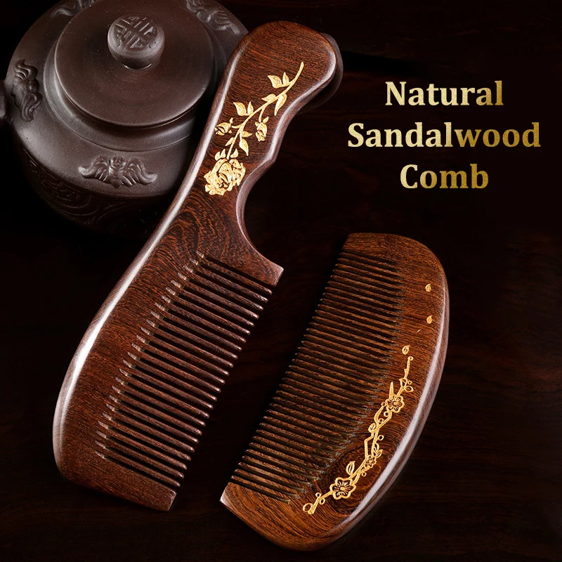 New Anti-Static Handcrafted Natural Peach Wood Hair Comb Head Massage Sandalwood Comb Hair Care DIY Styling Tool
