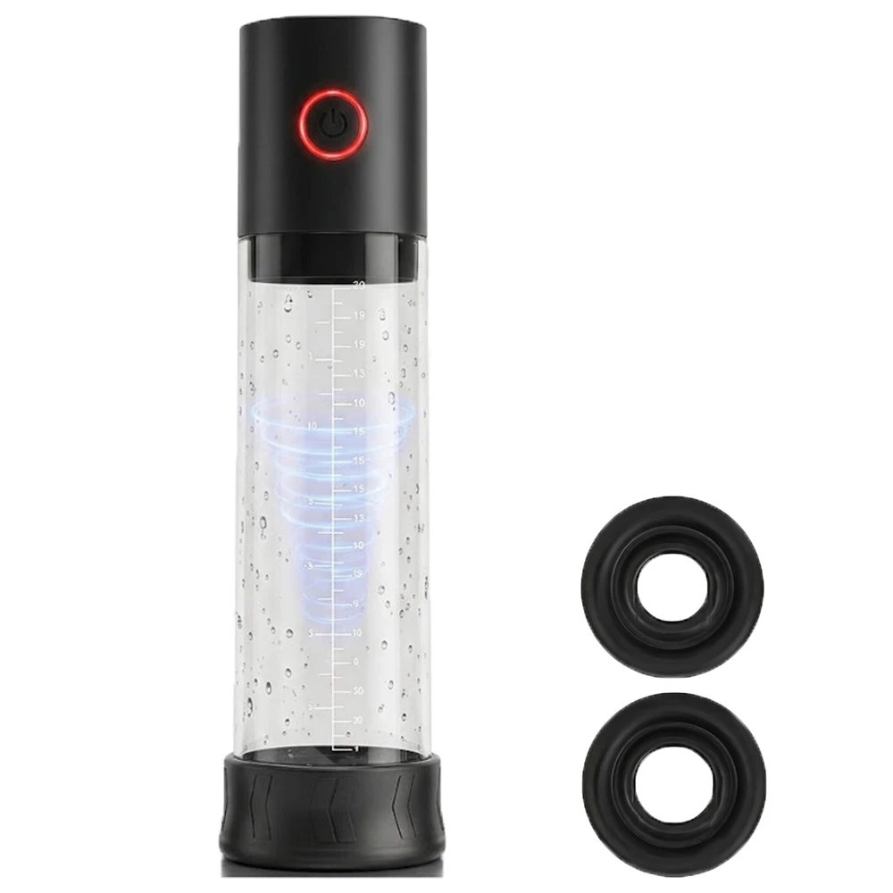 Electric Penis Pump for Men Automatic Vacuum Trainer LED Pressure Indicator Smart Device with Quiet Motor Silicone Rings