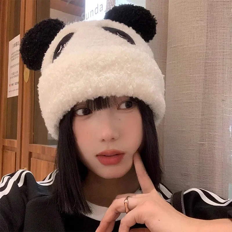 Winter Cartoon Panda Hat for Women 2023 New Fashion Panda Ear Plush Hat Skullies Beanies Bonnets Women Winter Warm Thick Caps