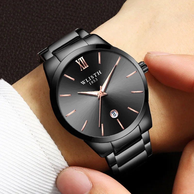 ساعة WOLISH Bestseller للرجال - ساعة تقويم كاجوال، ساعة عمل كوارتز متعددة الاستخدامات مع سوار فولاذي