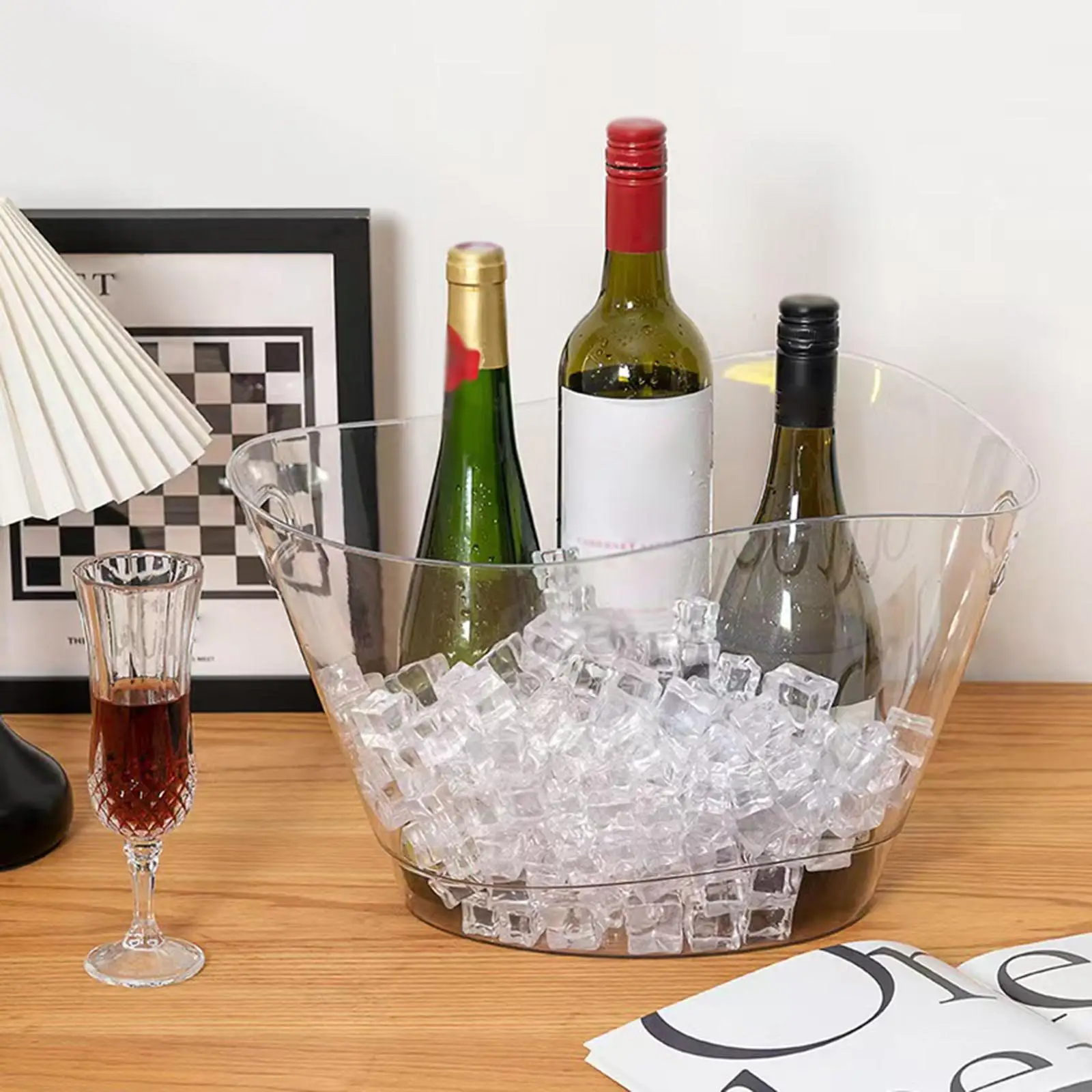 Ice Bucket Champagne Bucket Bottles Coolers Portable Transparent Ice Beer Bucket Beverage Tub for Drinks Outdoor Home Parties