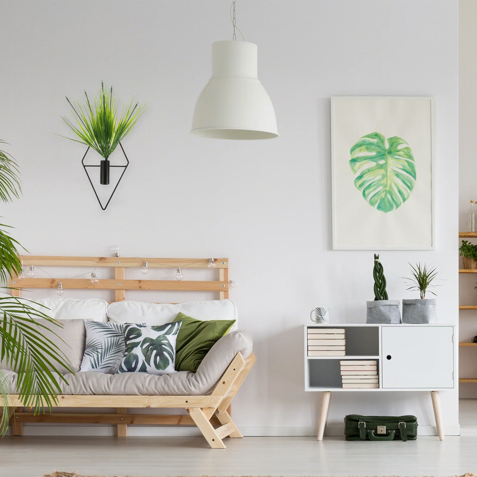 

2Pcs Wall Mounted Bonsai Artificial Plant Decor Compact Faux Simulated Green Ornament for Living Room Office Shop Villa