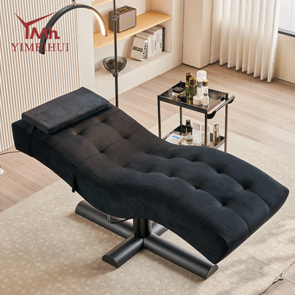New Design Adjustable Lifting Velvet Synthetic Leather Pink Eyelash Bed Electric Beauty Salon Lash Bed Facial Chair Camilla