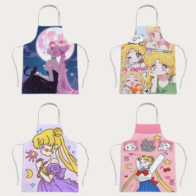 

Sailor Moon Princess popular style apron waterproof and anti-fouling kitchen work apron children's painting pottery parent-child
