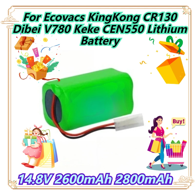 

14.8V 2600mAh 2800mAh For Ecovacs KingKong CR130 Dibei V780 Keke CEN550 Lithium Battery