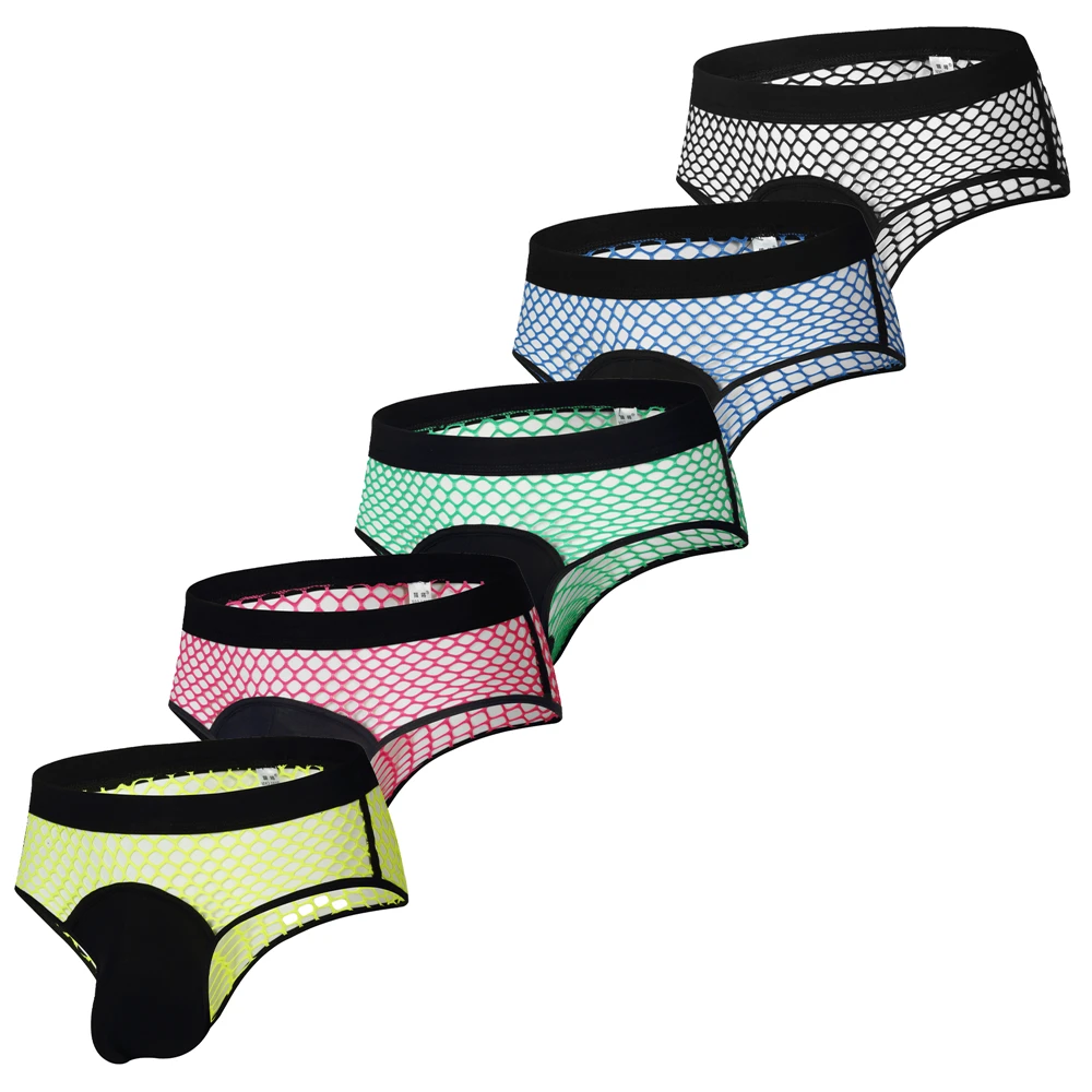 Men's Transparent Fishing Net Low Waist Tight Fitting Sexy Boxer Shorts Breathable Elastic Comfortable Men's Triangle Underwear
