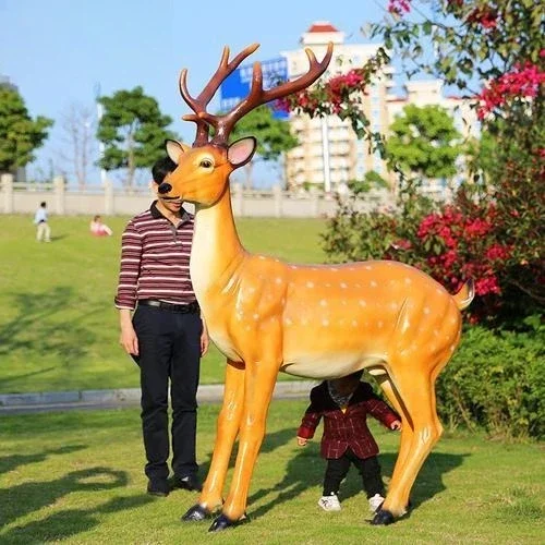 Fiberglass animal sculpture ornament simulation sika deer outdoor garden landscape decoration