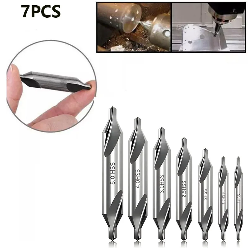 7 Pcs Center Drill Bits Set 60-Degree Angle Center Drill Bits Kit Countersink Tools for Lathe Metalworking Hand Tools