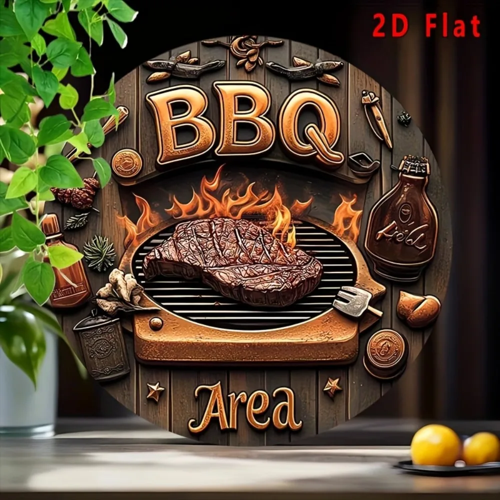 CIFBUY Vintage BBQ Aluminum Wall Art Waterproof Durable Metal Sign for Patio Backyard Home Garden Outdoor Kitchen Bar Decor