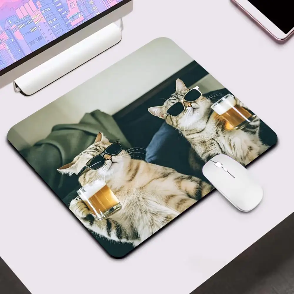 Funny Cool Cats Mouse Pad 40X45 Square Computer Office Game Table Mats Pc Gaming Rubber Anti-slip Mousepad Small Decor Desk Mat