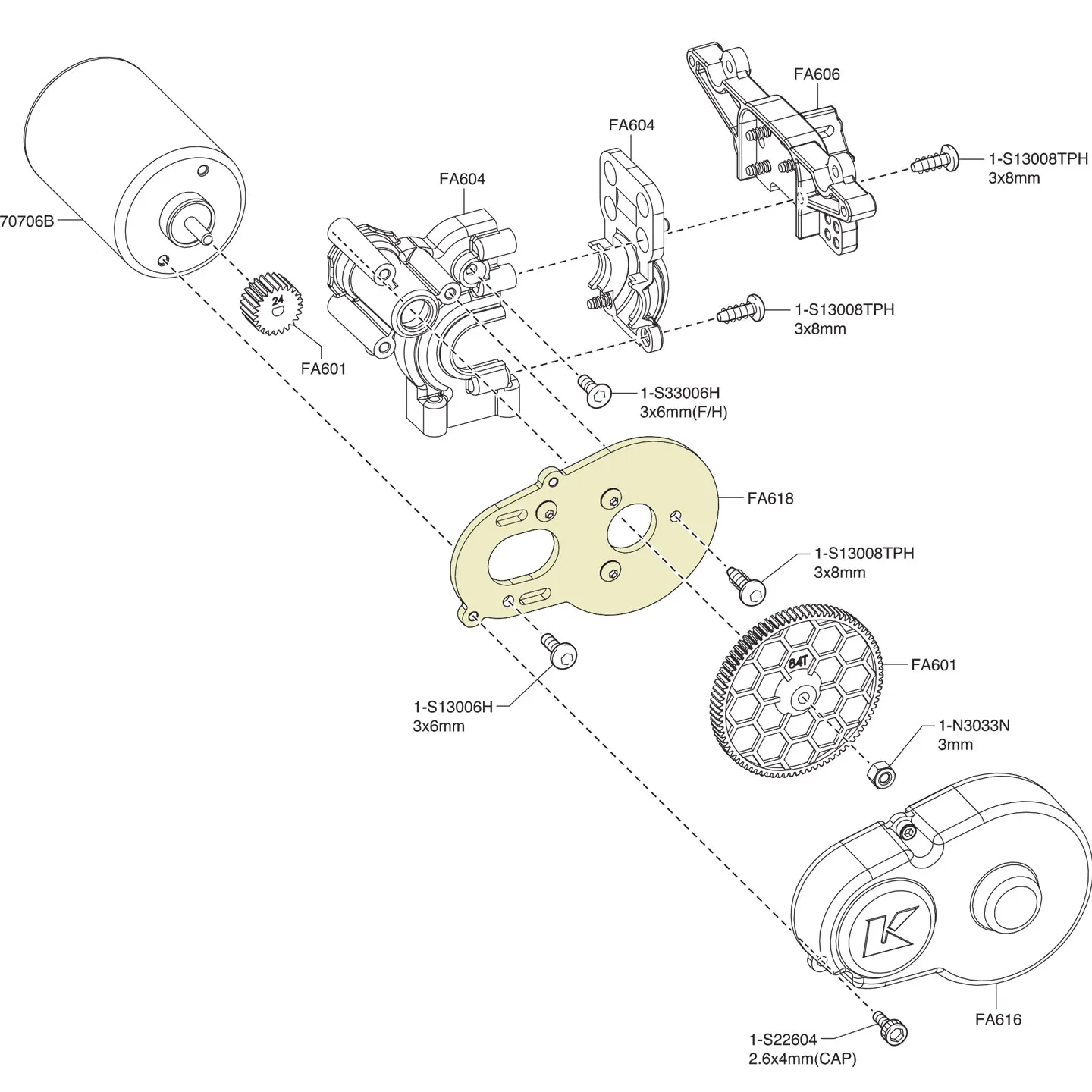 X-spede Kyosho 1/10 FazerD2 AE86 aluminium motorkoeling vaste basis + ventilatorbasis