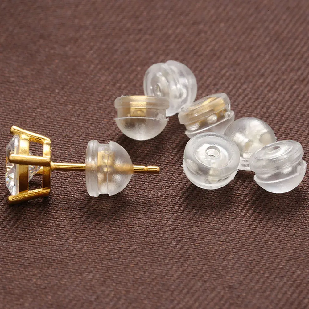 20Pcs Premium Silicone Earring Backs Clear Low Profile Ear Stopper Stretchy Tear Resistant Secure Earring Safety Backs