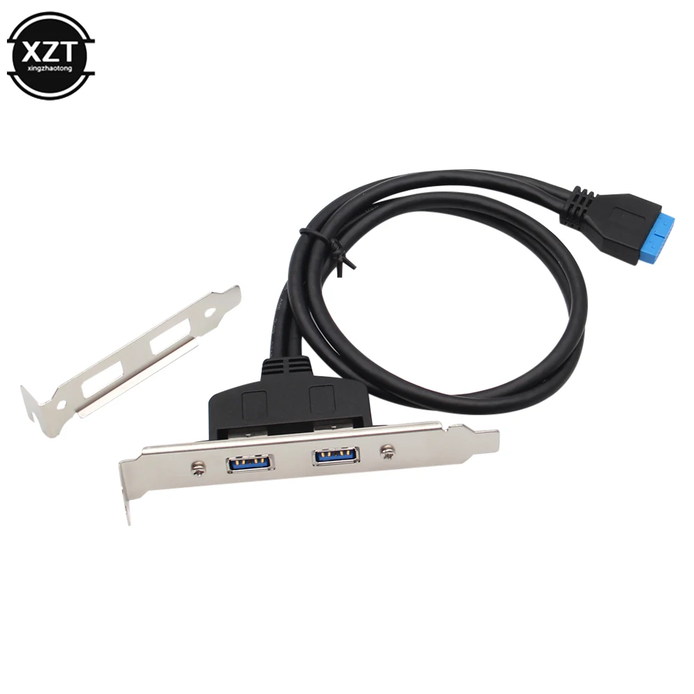 50CM PC Mainboard 20 Pin to Dual USB 3.0 Ports Express Cable PCI Panel Bracket Extension Cord Adapter For Desktop Computer