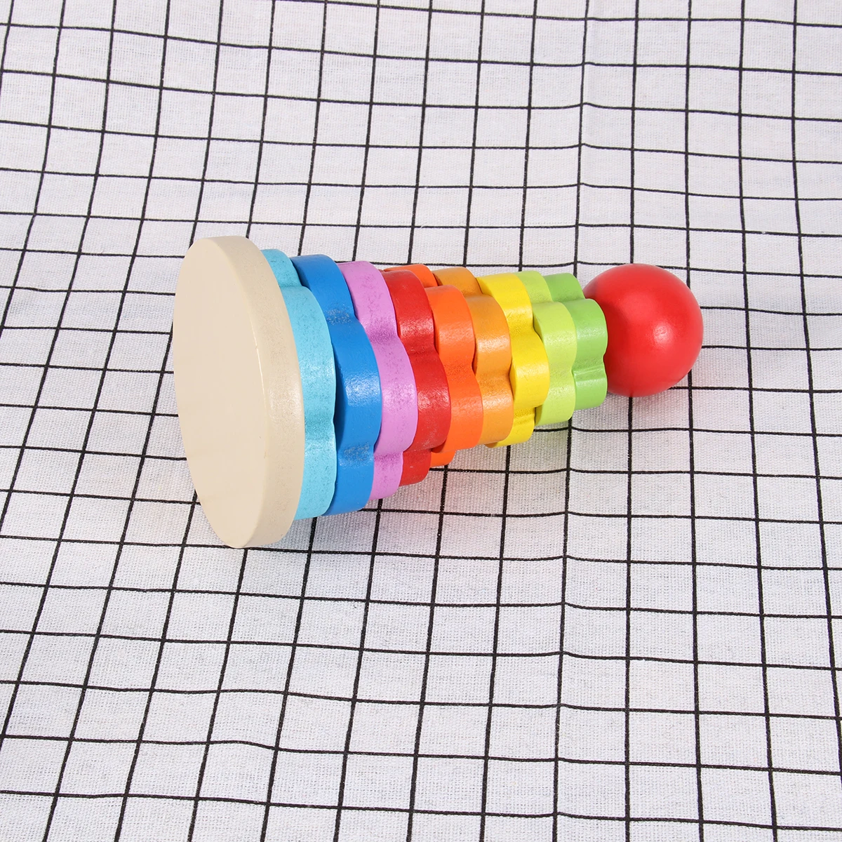 Bloques de madera de construcción de arcoíris, juego educativo para niños, juego de coordinación mano-ojo, madera para bebé