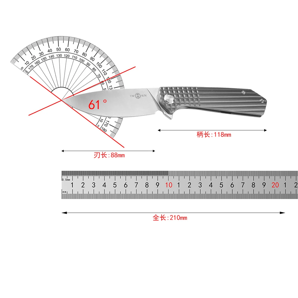 TWO SUN TS423  Folding Knife D2 Blade  Steel   Handle Kitchen Fruits Camping Outdoor Survival EDC Tools