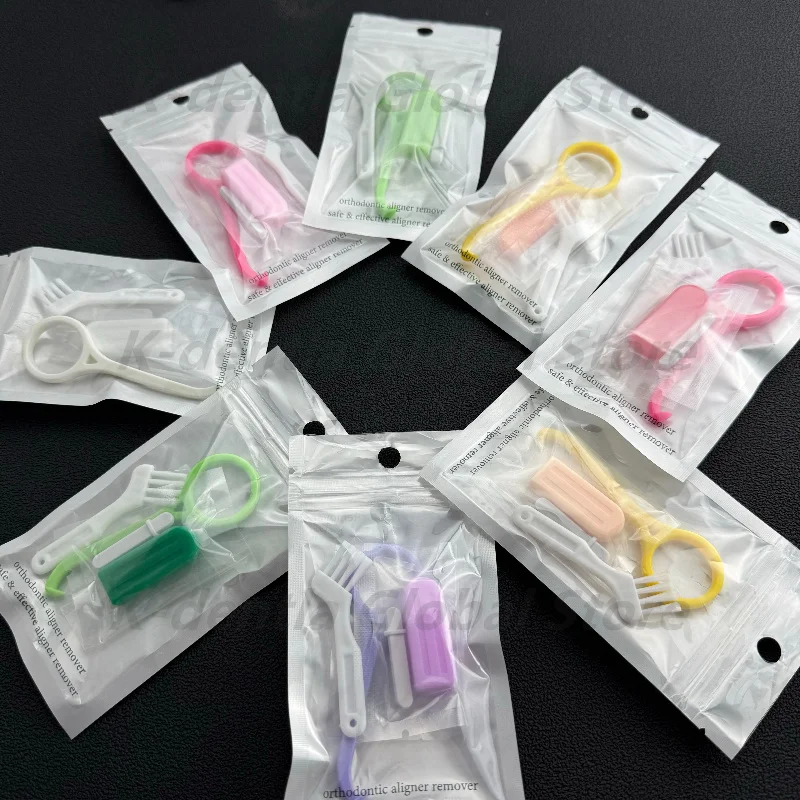 60 Sets Dental Brace Extractor Orthodontic Aligner Chewies Fruit Scents Oral Teeth Aligner Removal Hook And Cleaning Brush