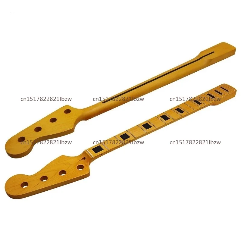 Four-string electric bass neck yellow maple matte electric bass handle DIY accessories 4-string 20-fret neck modification