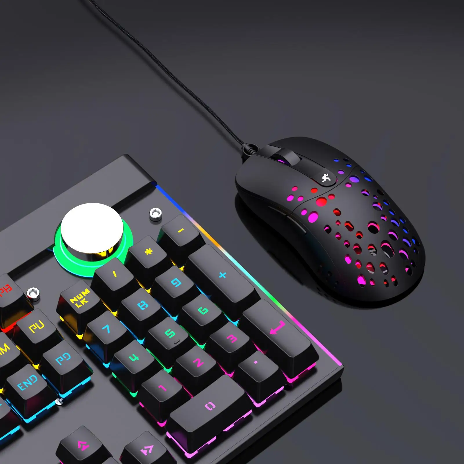 

Mechanical Mini Wired Keyboard Rainbow Backlit 61 keys Ergonomic Design High-Low Key Design Programmable for Gamers PC Laptops