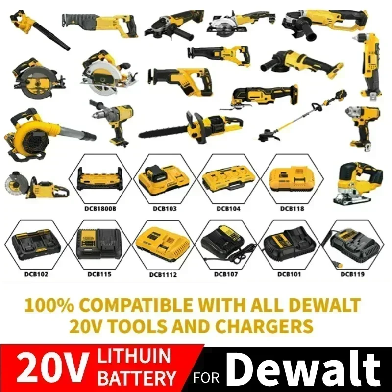 NEW Battery Compatible with dewalt power Tools 18V 8Ah rechargeable electric tool Lithium batteries 20V 18Volt 18v 5Ah 6Ah 8Ah