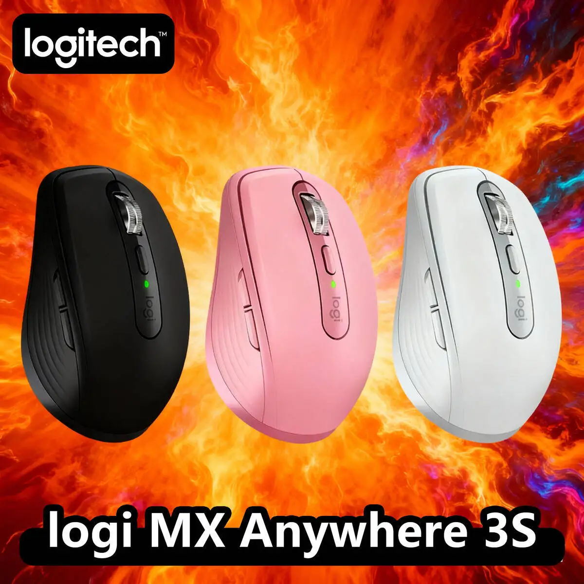 

Logitech MX Anywhere 3S Mouse, Wireless, MagSpeed Scroll, Logitech Flow, USB-C, 3-Device Logitech Mouse Collection