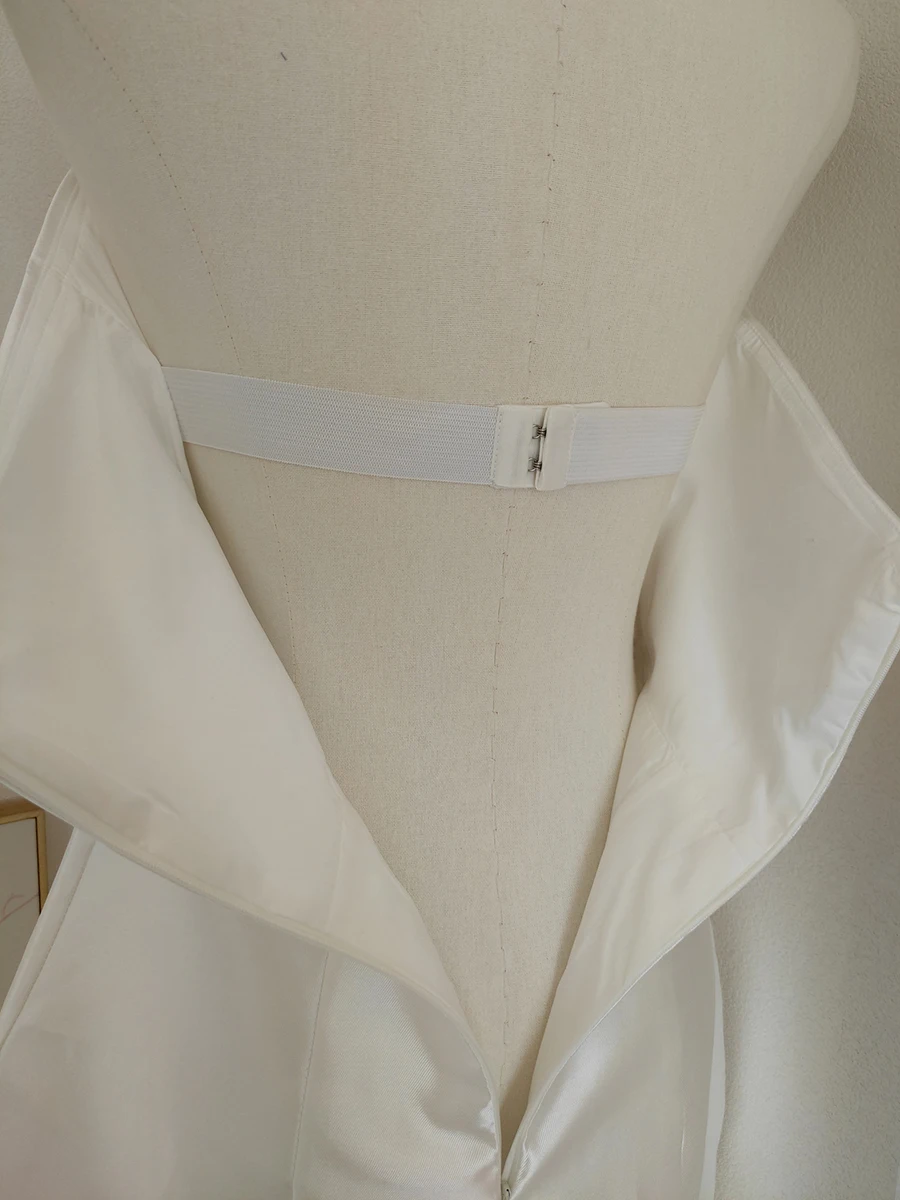 Reddachic brilhante branco feminino vestido de noite sólido cetim texturizado arco sem alças espartilho split maxi vestido longo elegante roupas formais