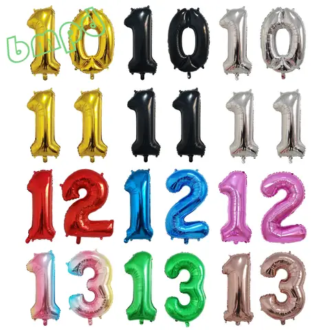 2 Piece 32 Inch Rose Gold Pink Helium Foil Number Balloon 10 11 12 13 14 15 Happy Birthday Party Decoration Supplies