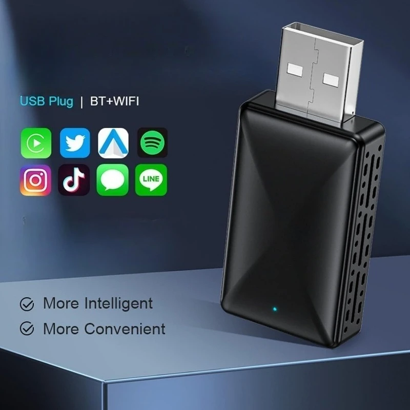 محول تشغيل لاسلكي 2 في 1 محول لاسلكي سلكي إلى توصيل وتشغيل محول CarPlay وAndroid Auto USB