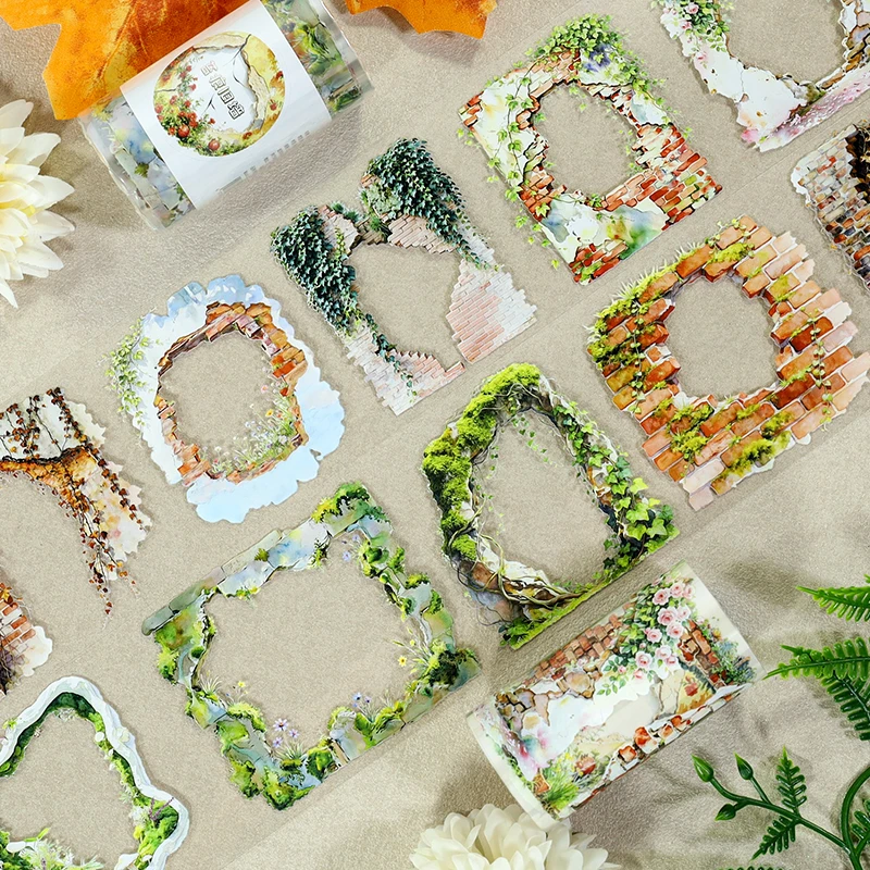 70mm*200cm Vintage Plant Flower Wall Border Landscape PET Tape Creative DIY Journal Material Collage Scrapbooking Stationery