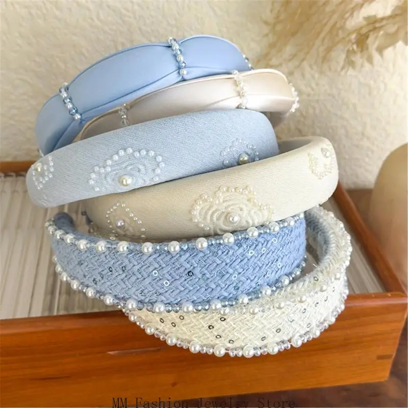 D0ub Bandons perles uniques pour les femmes confortables Tissu tissus Tiptes port quotidiens pour les réunions bal