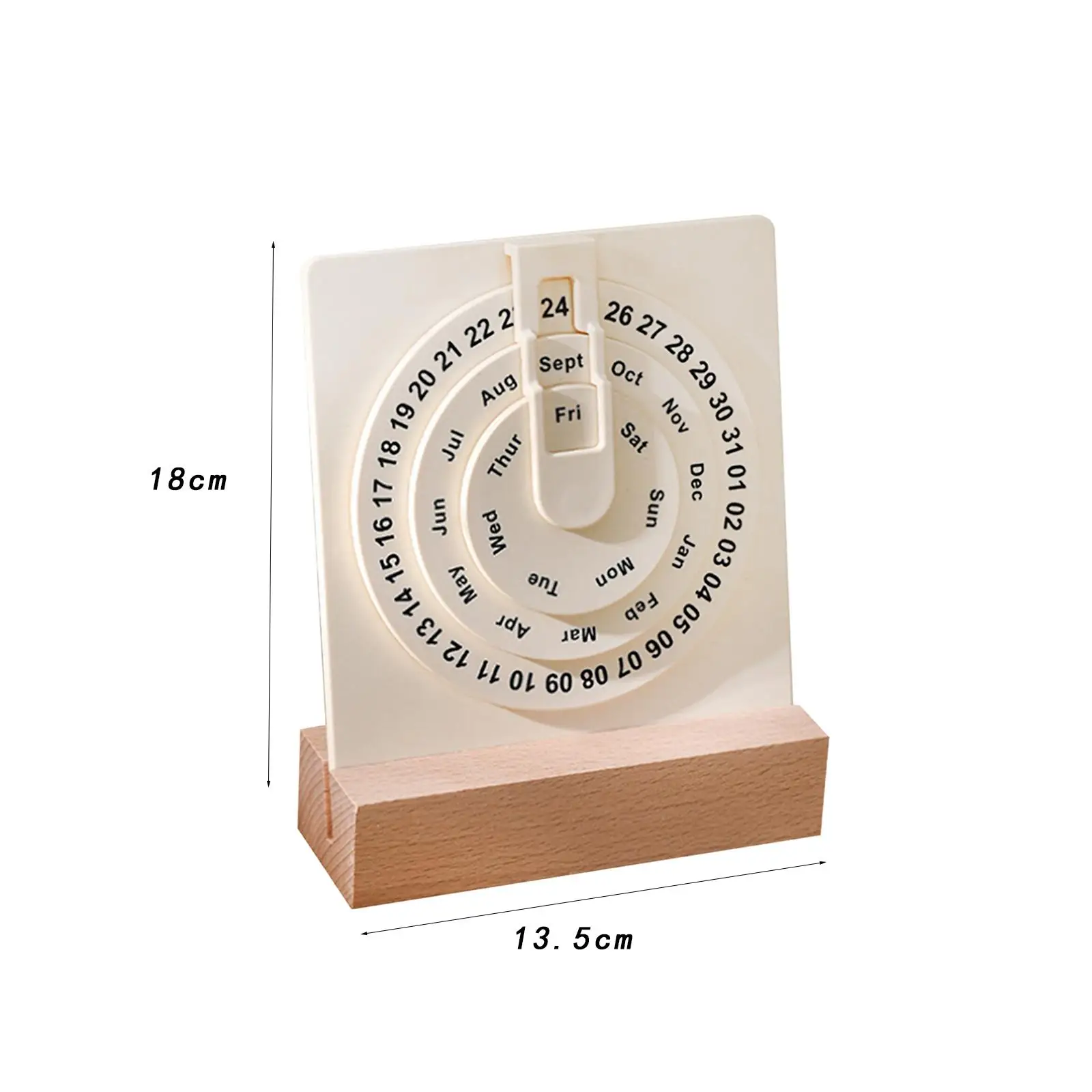 Calendar Wooden Circular Calendar Rotating Manual Disks Style Birch Wood for Home Office Decoration Gift Giving