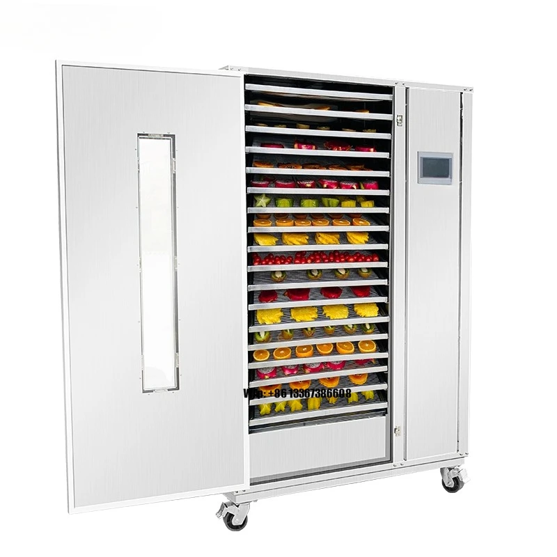 

Electric Hot Air Commercial Food Dehydrator PLC Pump Industrial Drying Oven 18-80 SS 304 for Food Processing Vegetable Fish